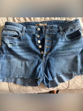 Joe’s JeansButton Fly Distressed Denim Shorts - Medium Blue